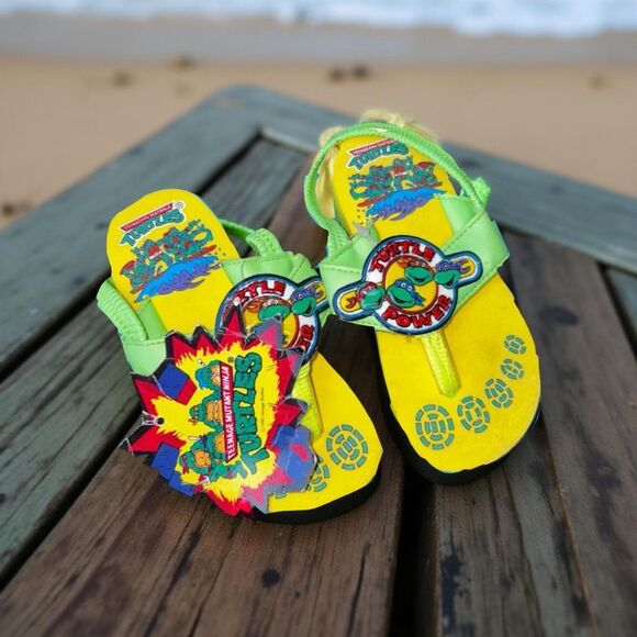 VHTF NWT 1991 Vintage TMNT Teenage Mutant Ninja Turtles Vintage  Sandals Size 9 - Picture 1 of 7